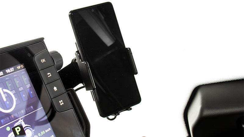 The Valtra Unlimited phone holder with charger